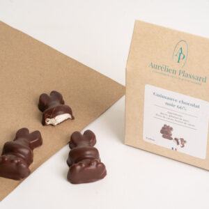 Lapins en guimauve noir 66% ou lait 37%