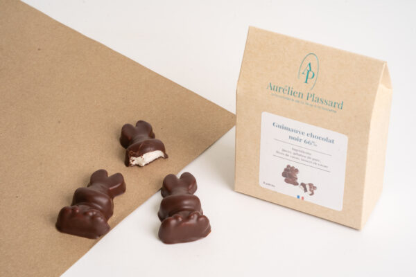 Lapins en guimauve noir 66% ou lait 37%