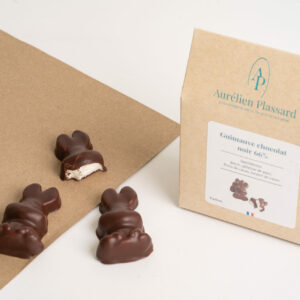 Lapins en guimauve noir 66% ou lait 37%